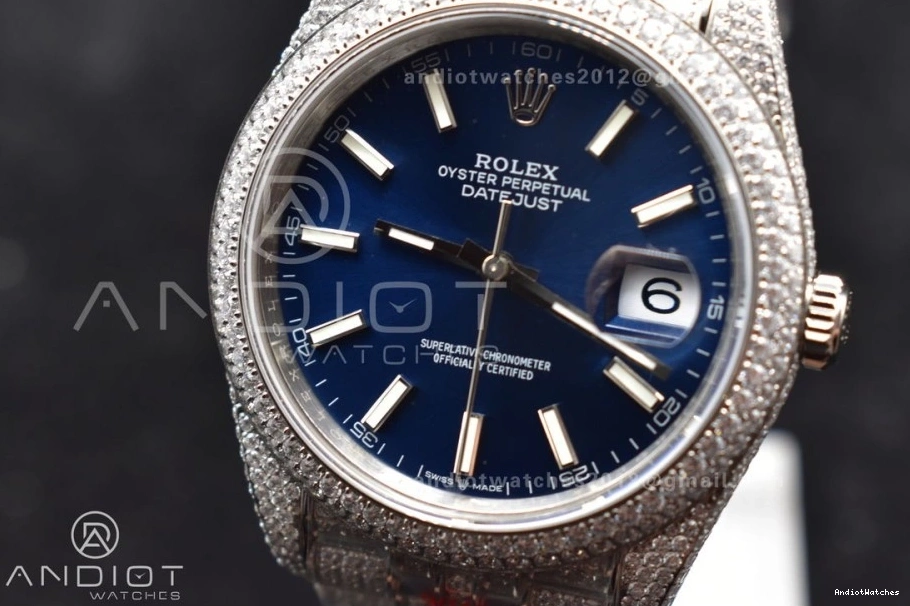 SportInspired Diamond Blue Stick DateJust Version Markers 41mm Best 897 JDF 0420